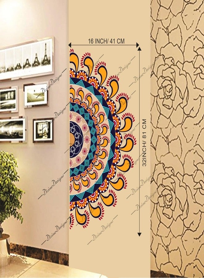 DivineDesigns ملصق ديفاين ديزاينز بتصميم نصف ماندالا مزخرف بالزهور، ذاتي اللصق للمنزل - Image 3